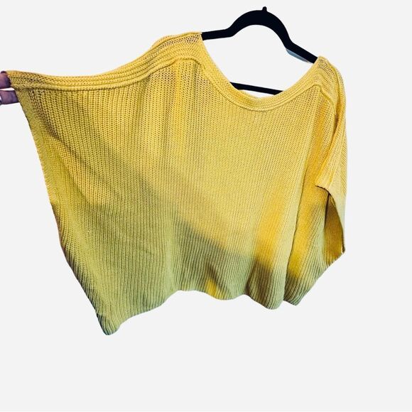 Lane Brant Yellow Oversized Cotton Semi-Crop Drop-Shoulder Sweater Sz 14/20 - Picture 6 of 15